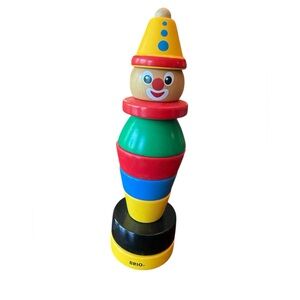 BRIO Colorful Wooden Clown Stacking Toy - Yellow, Red, Green, Blue, Black